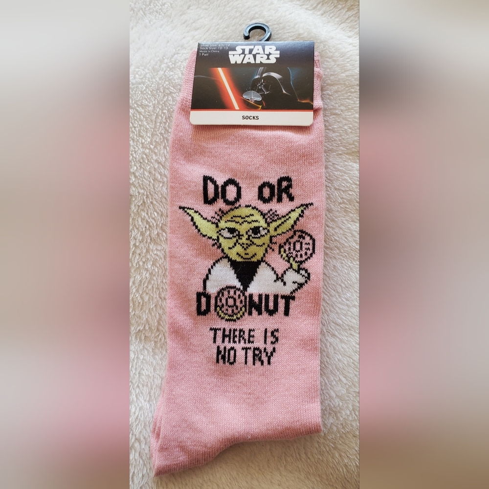Star Wars Pink Crew Socks with Darth Vader Graphic